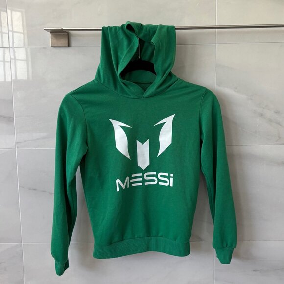 2/$16 Green MESSI hoodie - Boys Small - Picture 2 of 4